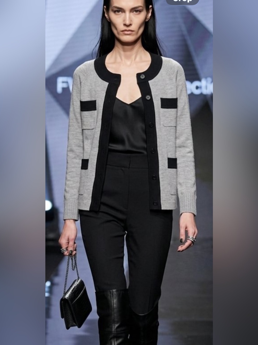 J. Crew Gray and Black Contrast Trim Knit Cardigan